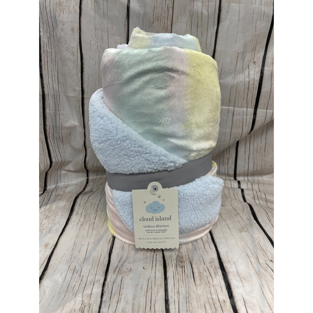 Plush Velboa Baby Blanket - Cloud Island Floral Rainbow